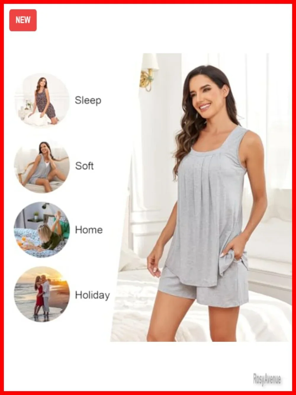 Sleeveless Pajama Set with Pockets Soft Rayon Spandex Lounge Set